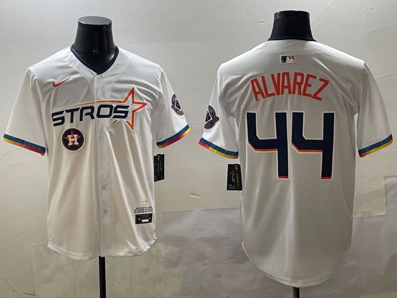 Men Houston Astros #44 Alvarez White Fourth generation Joint Name 2025 Nike MLB Jersey style 6